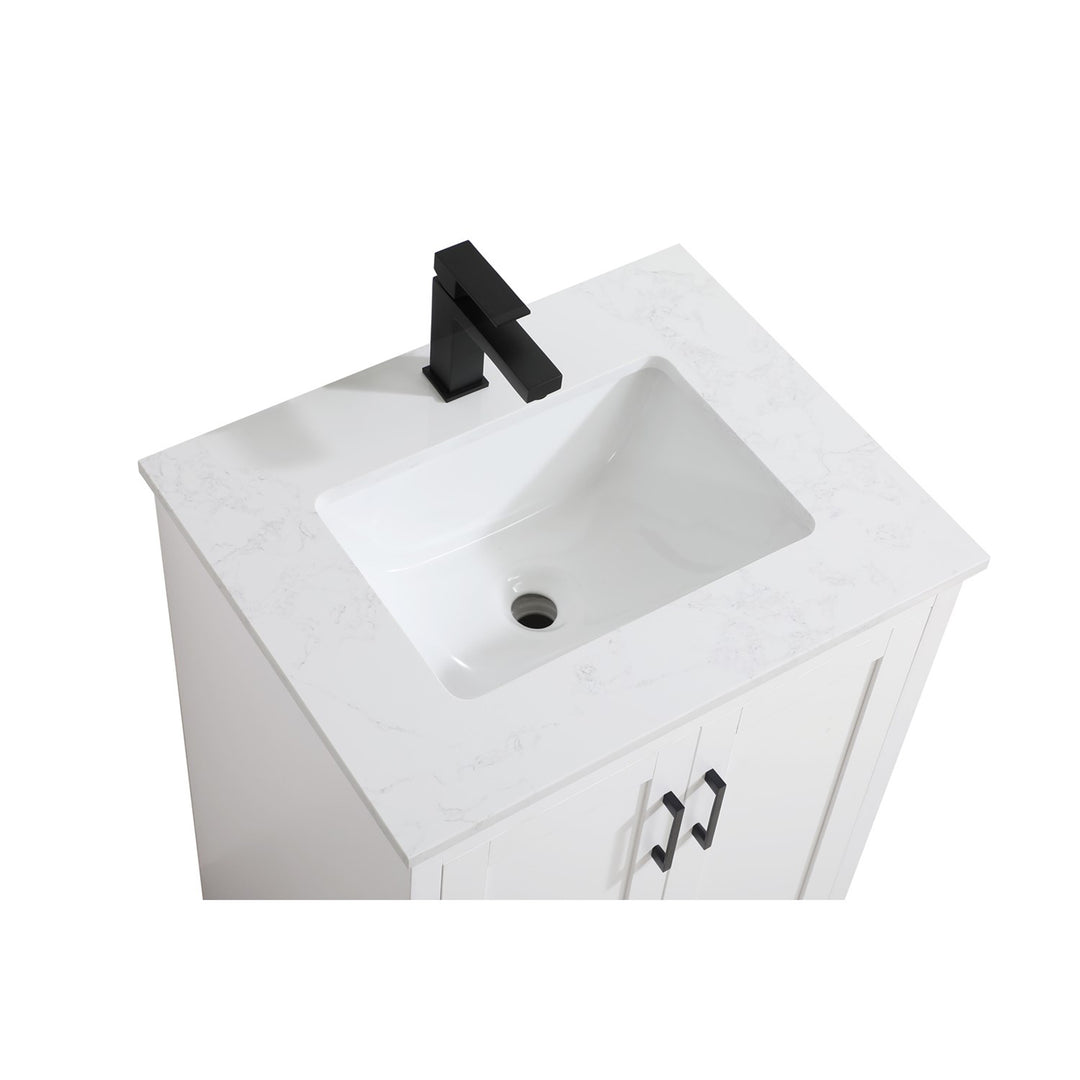 24 Inch Single Bathroom Vanity In White - View 5 - Joshua Marshal