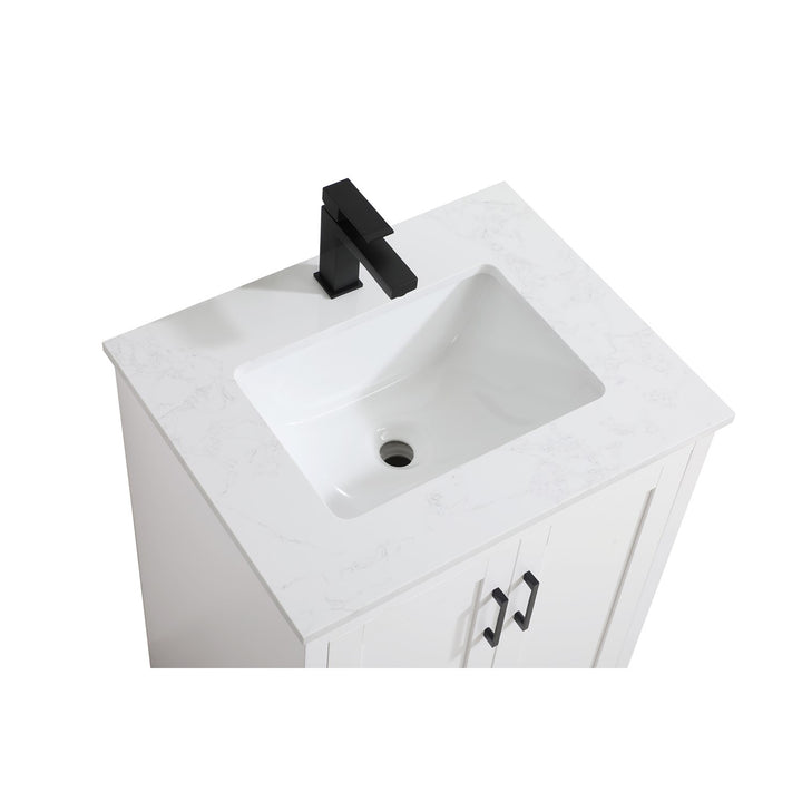 24 Inch Single Bathroom Vanity In White - View 5 - Joshua Marshal