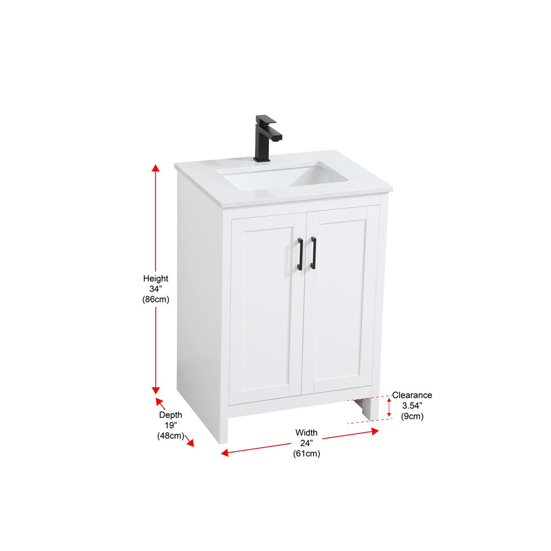 24 Inch Single Bathroom Vanity In White - View 6 - Joshua Marshal