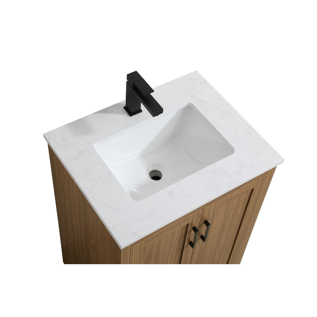 24 Inch Single Bathroom Vanity In Walnut Brown - View 5 - Joshua Marshal