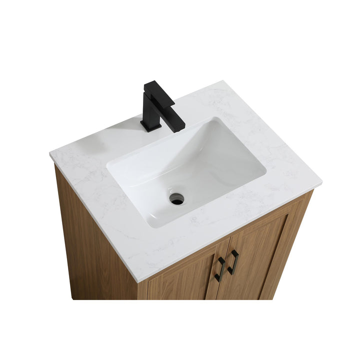 24 Inch Single Bathroom Vanity In Walnut Brown - View 5 - Joshua Marshal