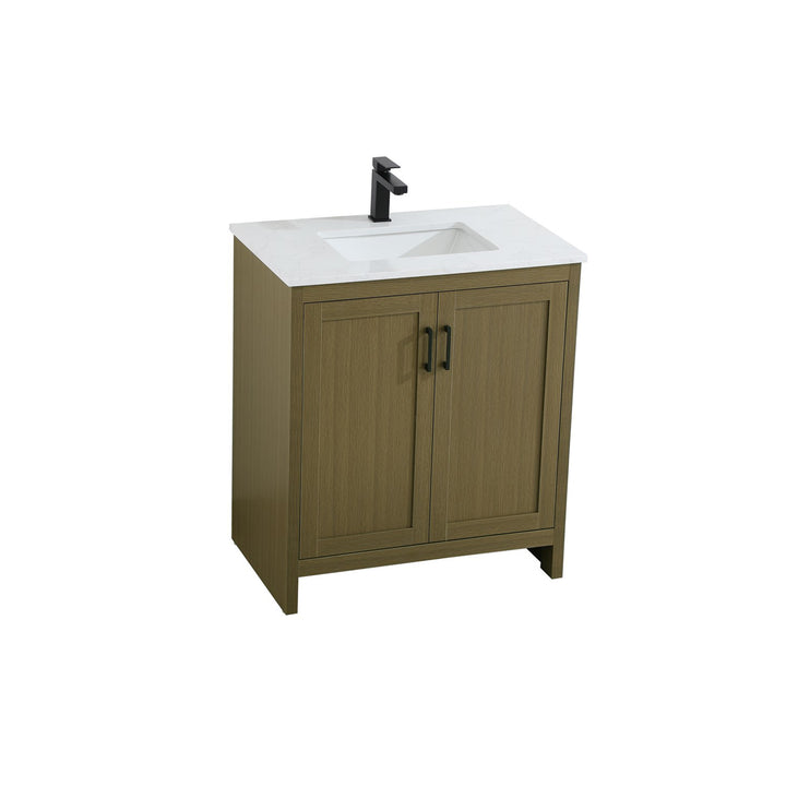 30 Inch Single Bathroom Vanity In Chestnut Brown - View 3 - Joshua Marshal