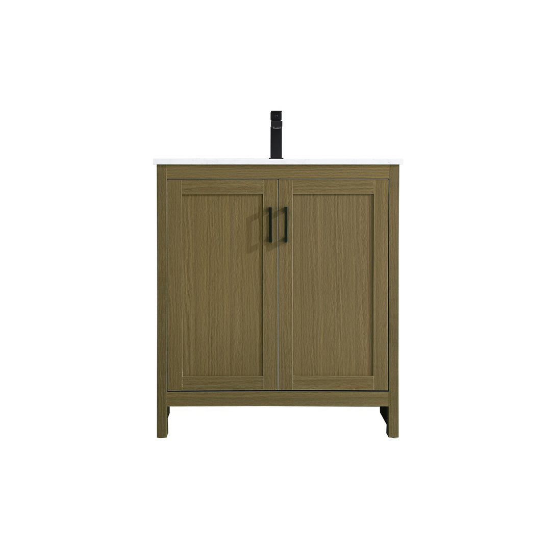 30 Inch Single Bathroom Vanity In Chestnut Brown - View 4 - Joshua Marshal