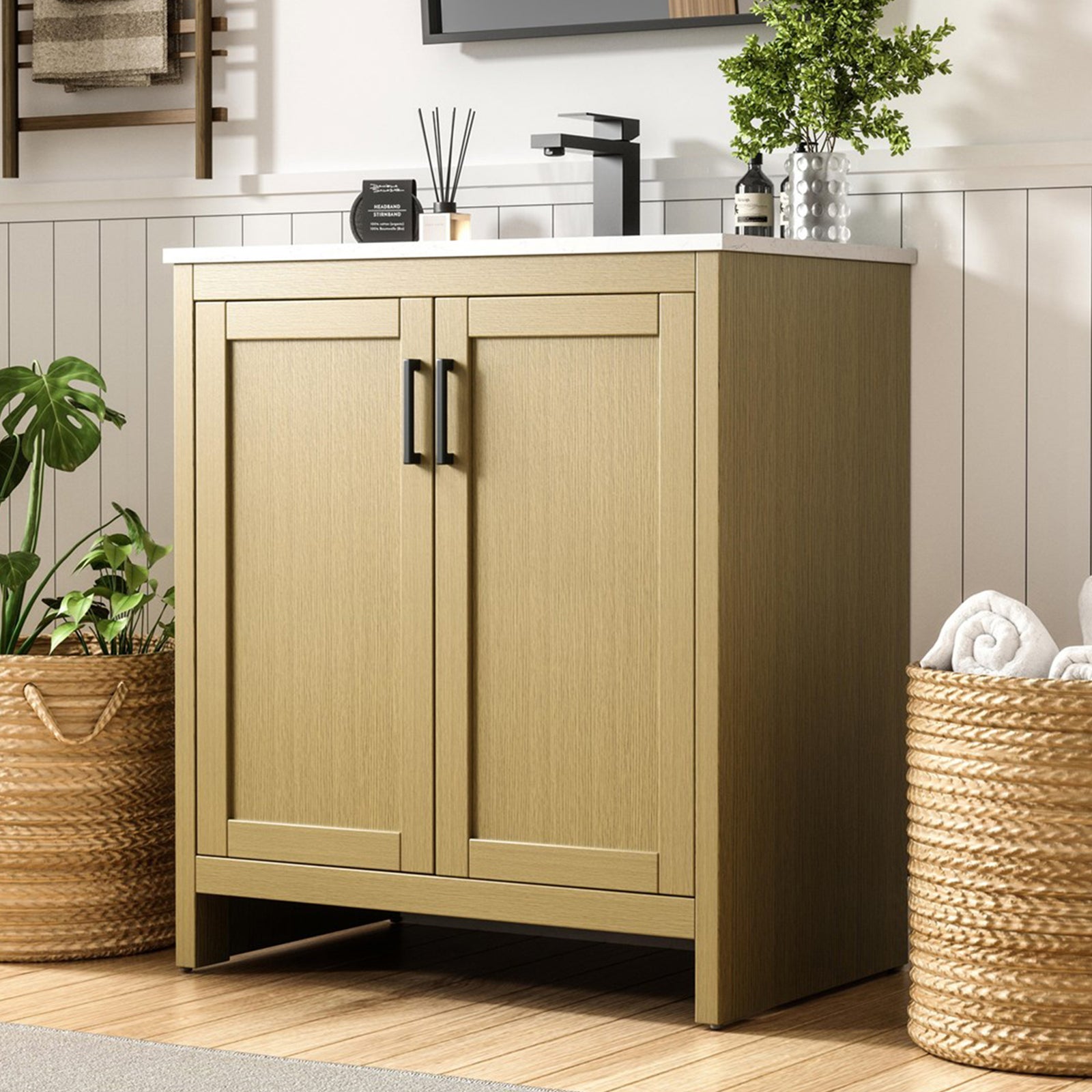 30 Inch Single Bathroom Vanity In Honey Brown Honey Brown Finish - KITCHEN & BATH by Joshua Marshal