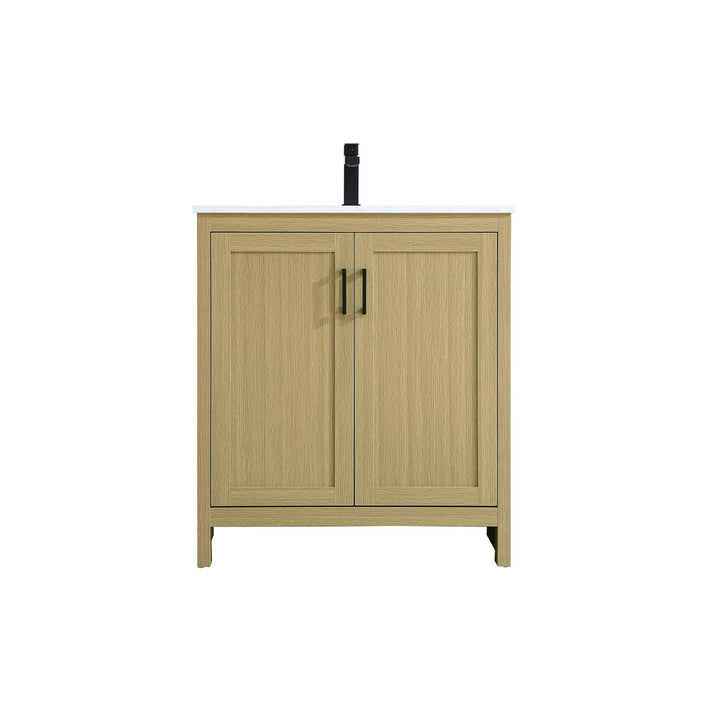 30 Inch Single Bathroom Vanity In Honey Brown - View 3 - Joshua Marshal