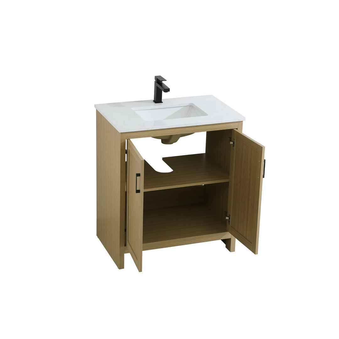 30 Inch Single Bathroom Vanity In Honey Brown - View 4 - Joshua Marshal