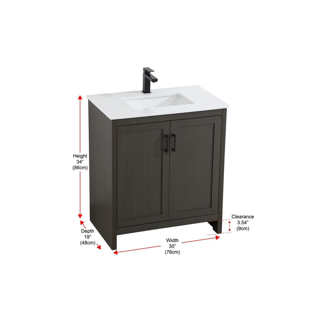 30 Inch Single Bathroom Vanity In Mocha Brown - View 4 - Joshua Marshal