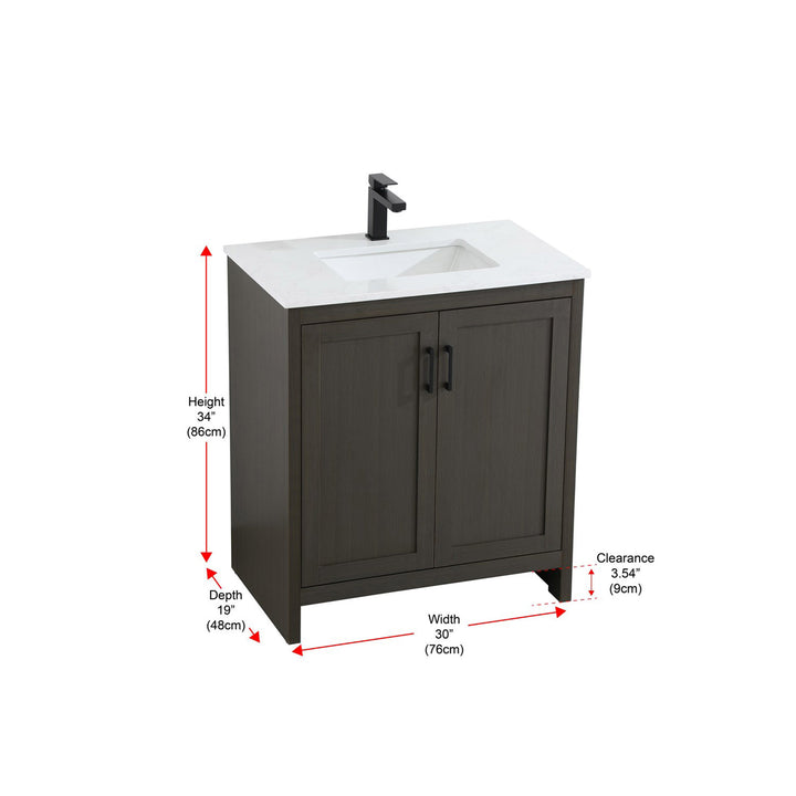 30 Inch Single Bathroom Vanity In Mocha Brown - View 4 - Joshua Marshal
