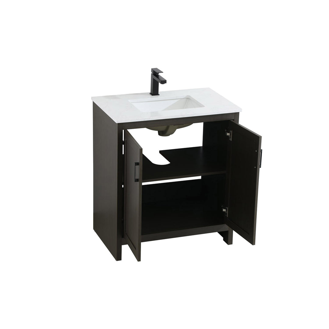 30 Inch Single Bathroom Vanity In Mocha Brown - View 5 - Joshua Marshal