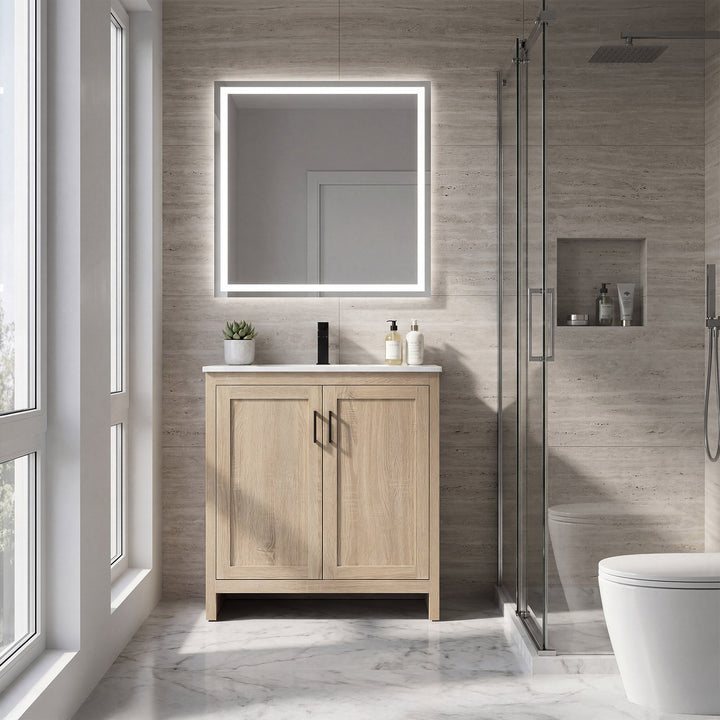30 Inch Single Bathroom Vanity In Mango Wood - View 2 - Joshua Marshal