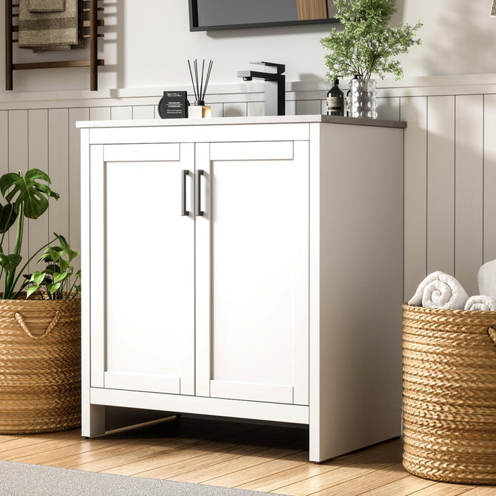 30 Inch Single Bathroom Vanity In White White Finish - KITCHEN & BATH by Joshua Marshal