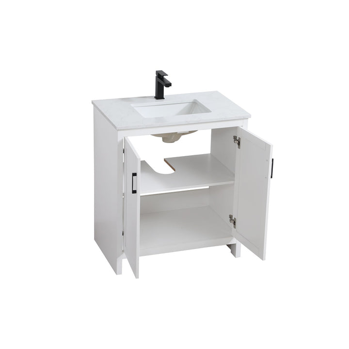30 Inch Single Bathroom Vanity In White - View 4 - Joshua Marshal