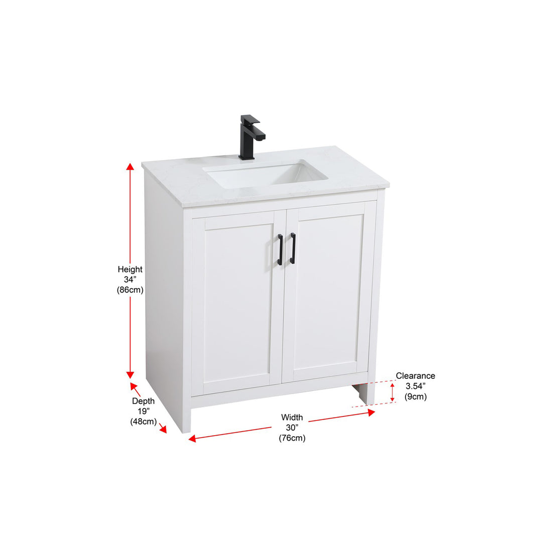 30 Inch Single Bathroom Vanity In White - View 6 - Joshua Marshal