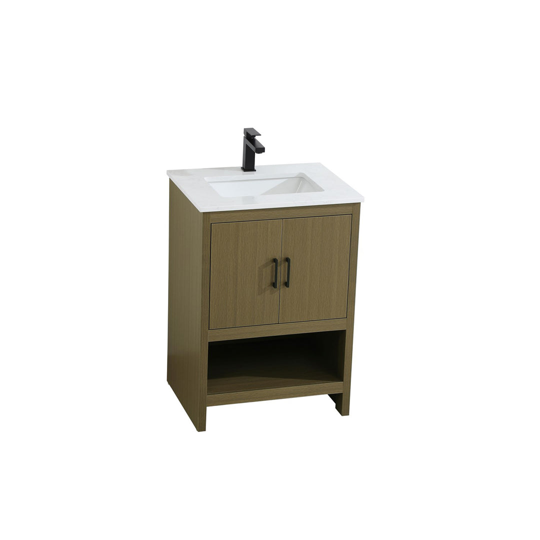 24 Inch Single Bathroom Vanity In Chestnut Brown - View 3 - Joshua Marshal