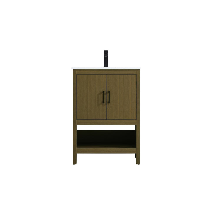 24 Inch Single Bathroom Vanity In Chestnut Brown - View 4 - Joshua Marshal