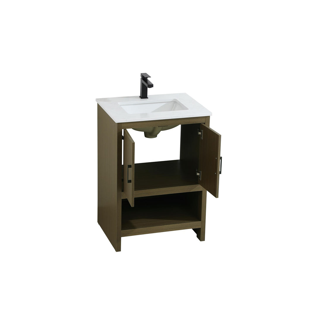 24 Inch Single Bathroom Vanity In Chestnut Brown - View 5 - Joshua Marshal