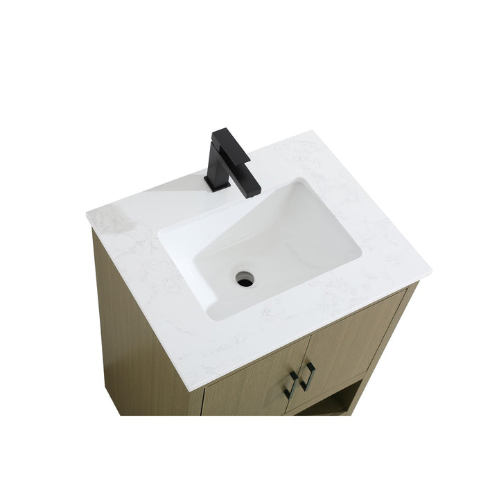 24 Inch Single Bathroom Vanity In Chestnut Brown - View 6 - Joshua Marshal