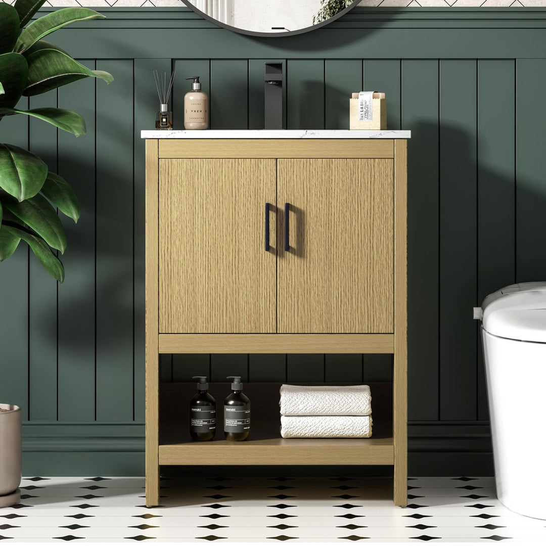 24 Inch Single Bathroom Vanity In Honey Brown Honey Brown Finish - KITCHEN & BATH by Joshua Marshal