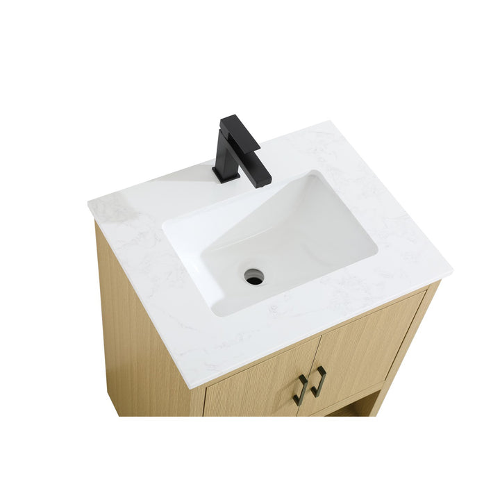 24 Inch Single Bathroom Vanity In Honey Brown - View 5 - Joshua Marshal