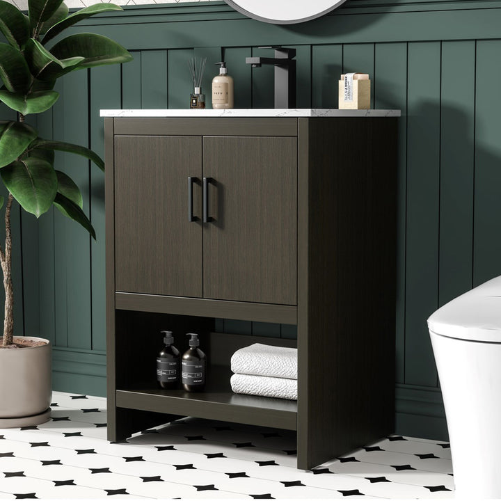 24 Inch Single Bathroom Vanity In Mocha Brown Mocha Brown Finish - KITCHEN & BATH by Joshua Marshal