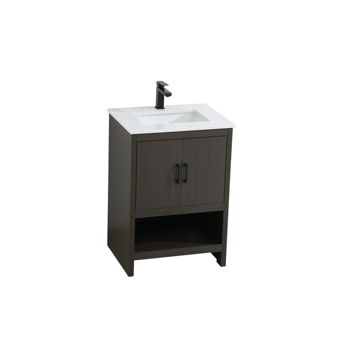 24 Inch Single Bathroom Vanity In Mocha Brown - View 3 - Joshua Marshal