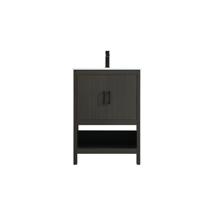 24 Inch Single Bathroom Vanity In Mocha Brown - View 4 - Joshua Marshal