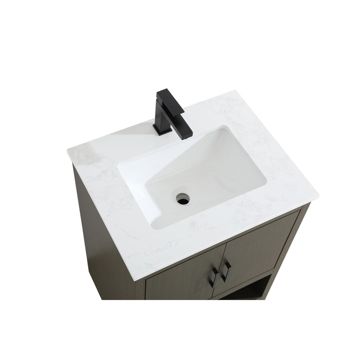 24 Inch Single Bathroom Vanity In Mocha Brown - View 5 - Joshua Marshal