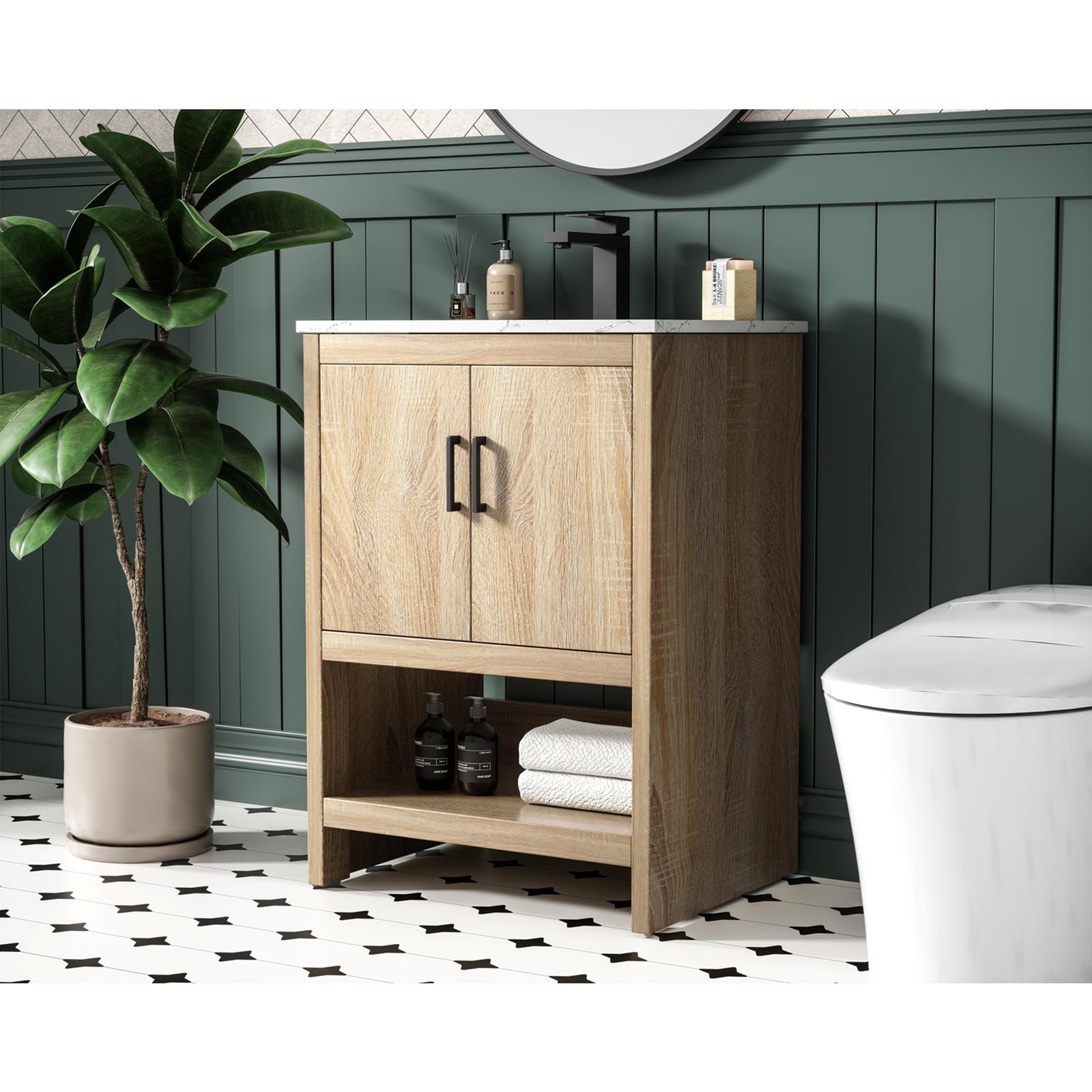 24 Inch Single Bathroom Vanity In Mango Wood - View 2 - Joshua Marshal