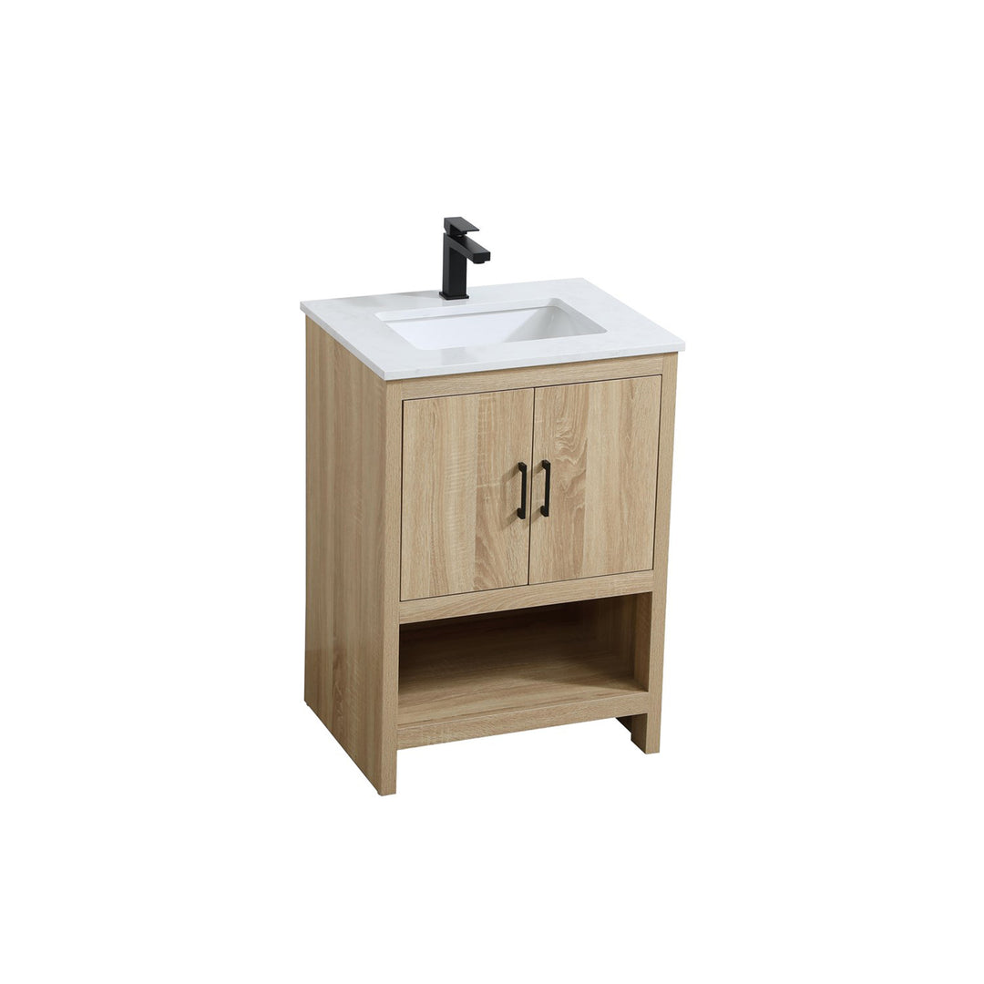 24 Inch Single Bathroom Vanity In Mango Wood - View 3 - Joshua Marshal