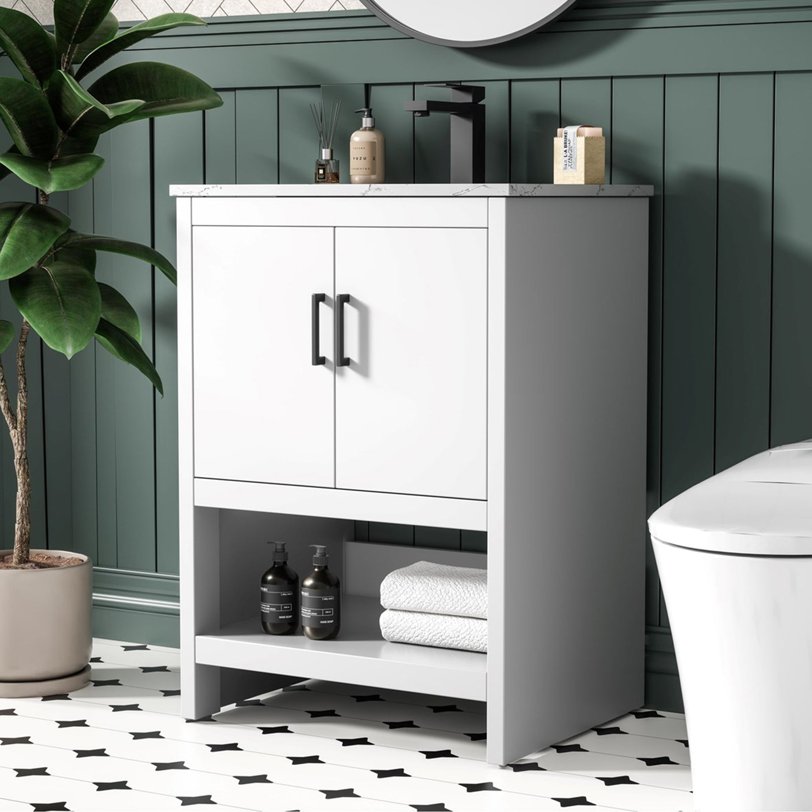 24 Inch Single Bathroom Vanity In White White Finish - KITCHEN & BATH by Joshua Marshal