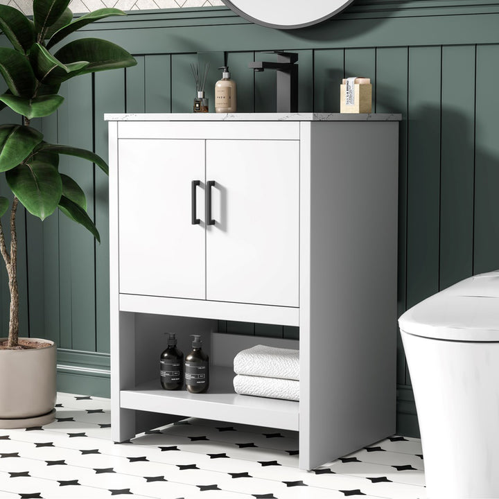 24 Inch Single Bathroom Vanity In White White Finish - KITCHEN & BATH by Joshua Marshal