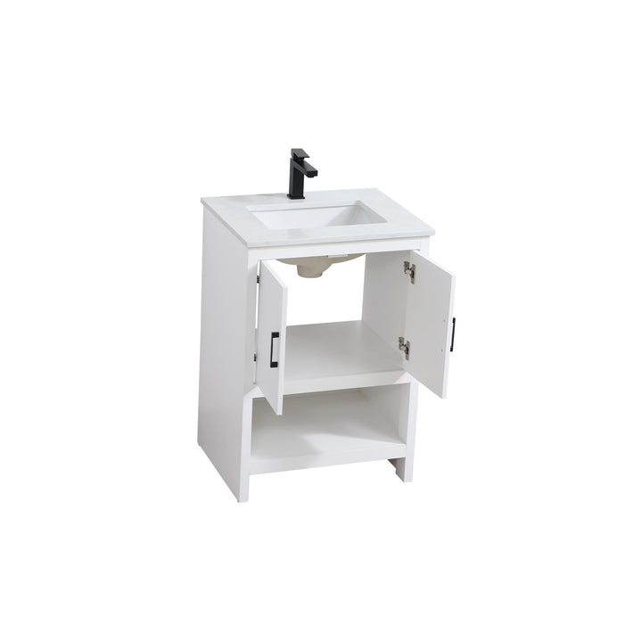 24 Inch Single Bathroom Vanity In White - View 3 - Joshua Marshal