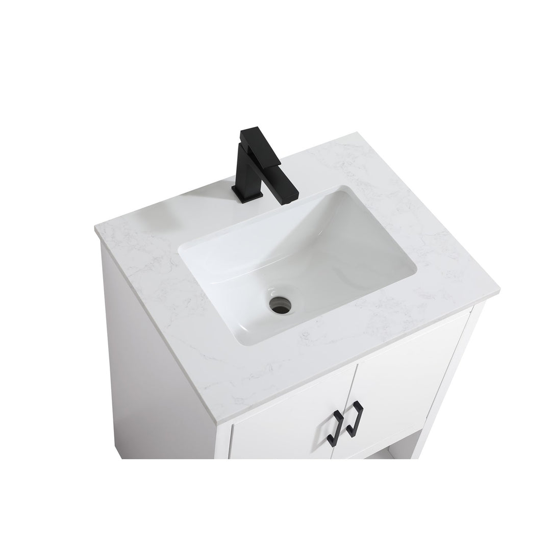 24 Inch Single Bathroom Vanity In White - View 4 - Joshua Marshal