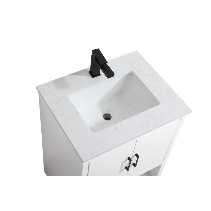 24 Inch Single Bathroom Vanity In White - View 4 - Joshua Marshal