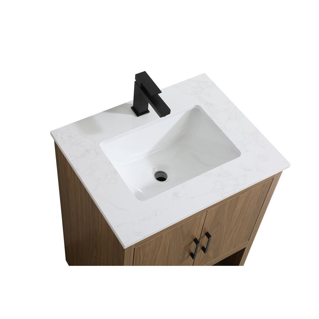 24 Inch Single Bathroom Vanity In Walnut Brown - View 5 - Joshua Marshal