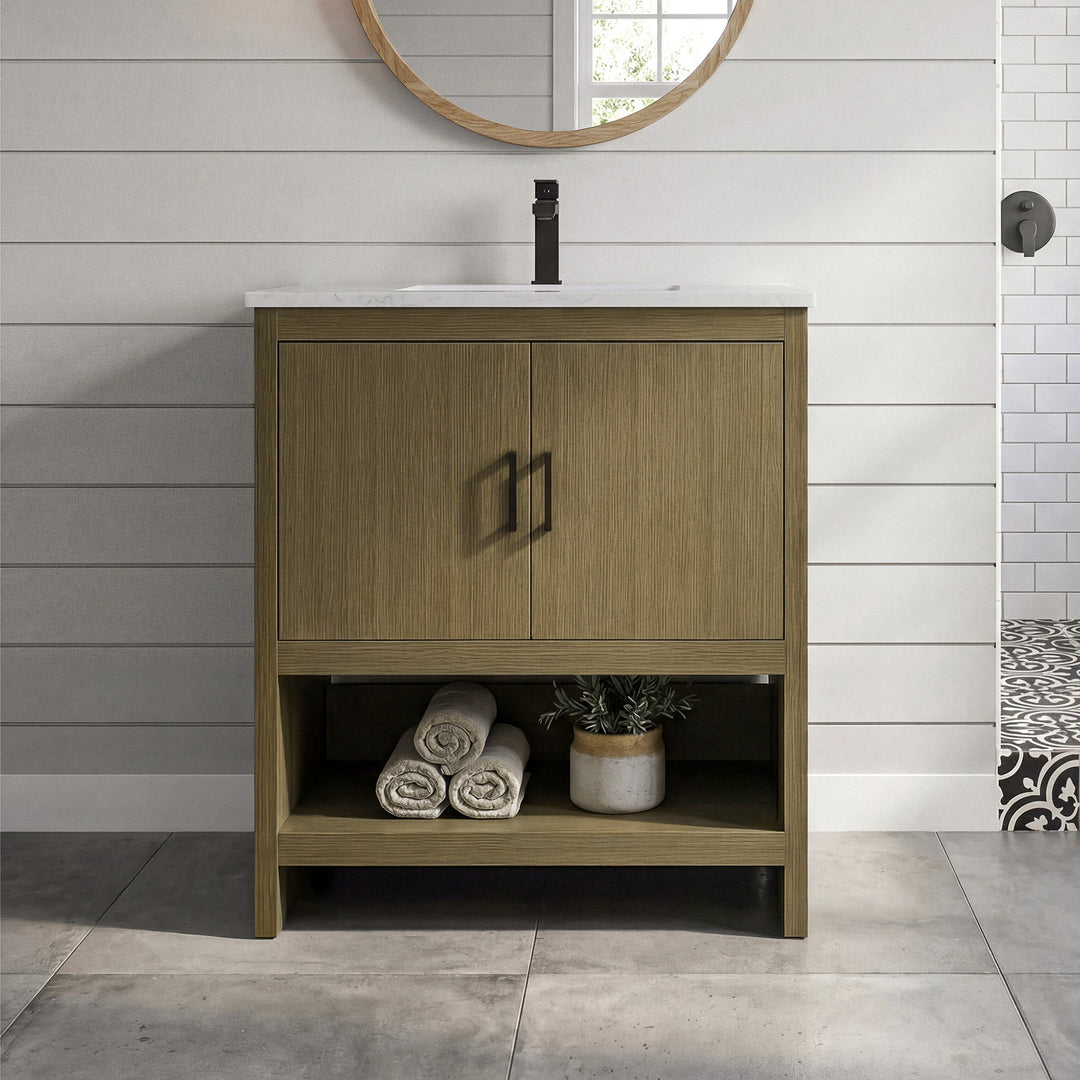 30 Inch Single Bathroom Vanity In Chestnut Brown Chestnut Brown Finish - KITCHEN & BATH by Joshua Marshal