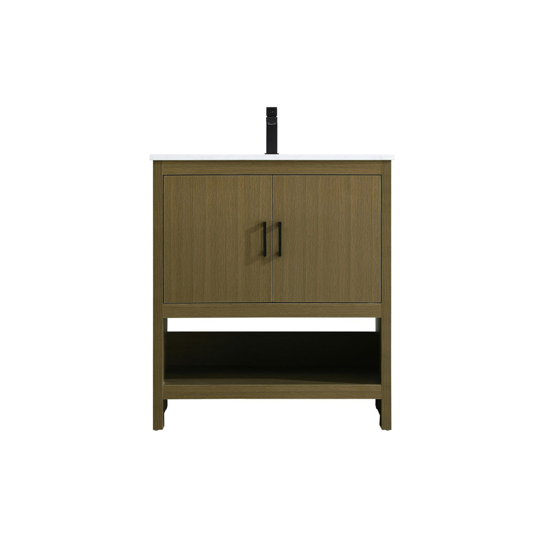 30 Inch Single Bathroom Vanity In Chestnut Brown - View 3 - Joshua Marshal