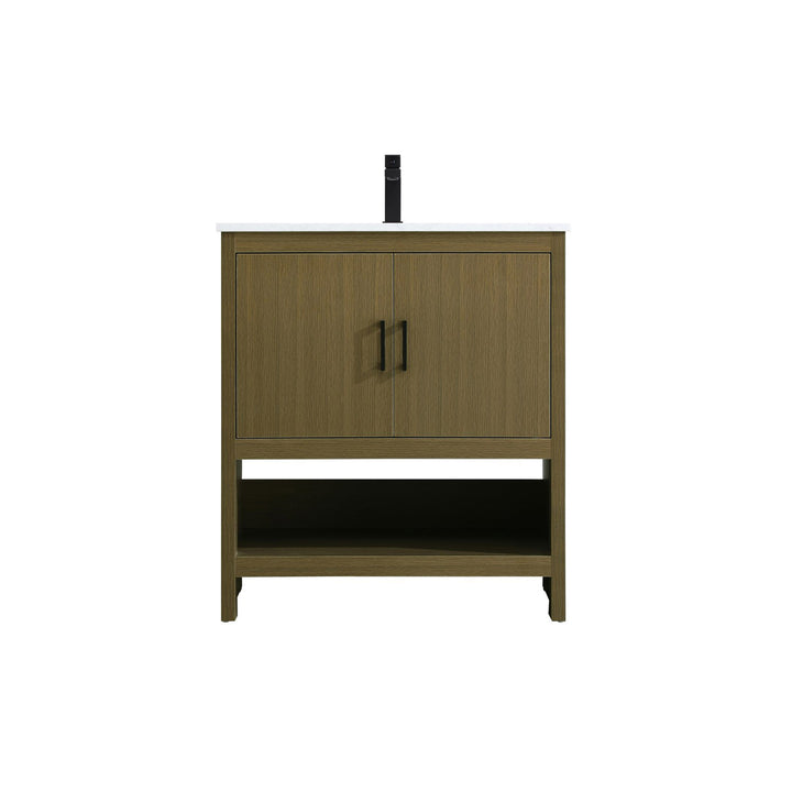 30 Inch Single Bathroom Vanity In Chestnut Brown - View 3 - Joshua Marshal