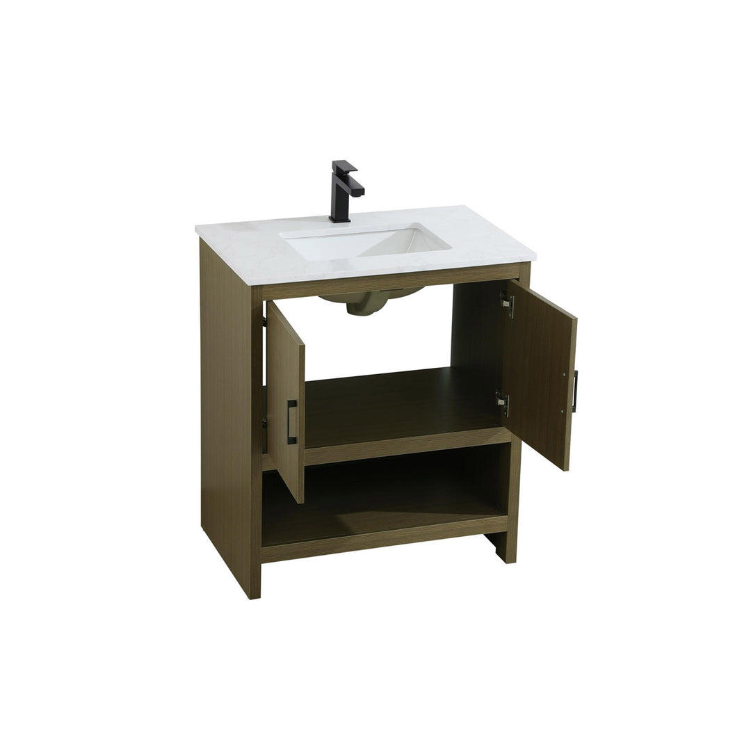 30 Inch Single Bathroom Vanity In Chestnut Brown - View 5 - Joshua Marshal
