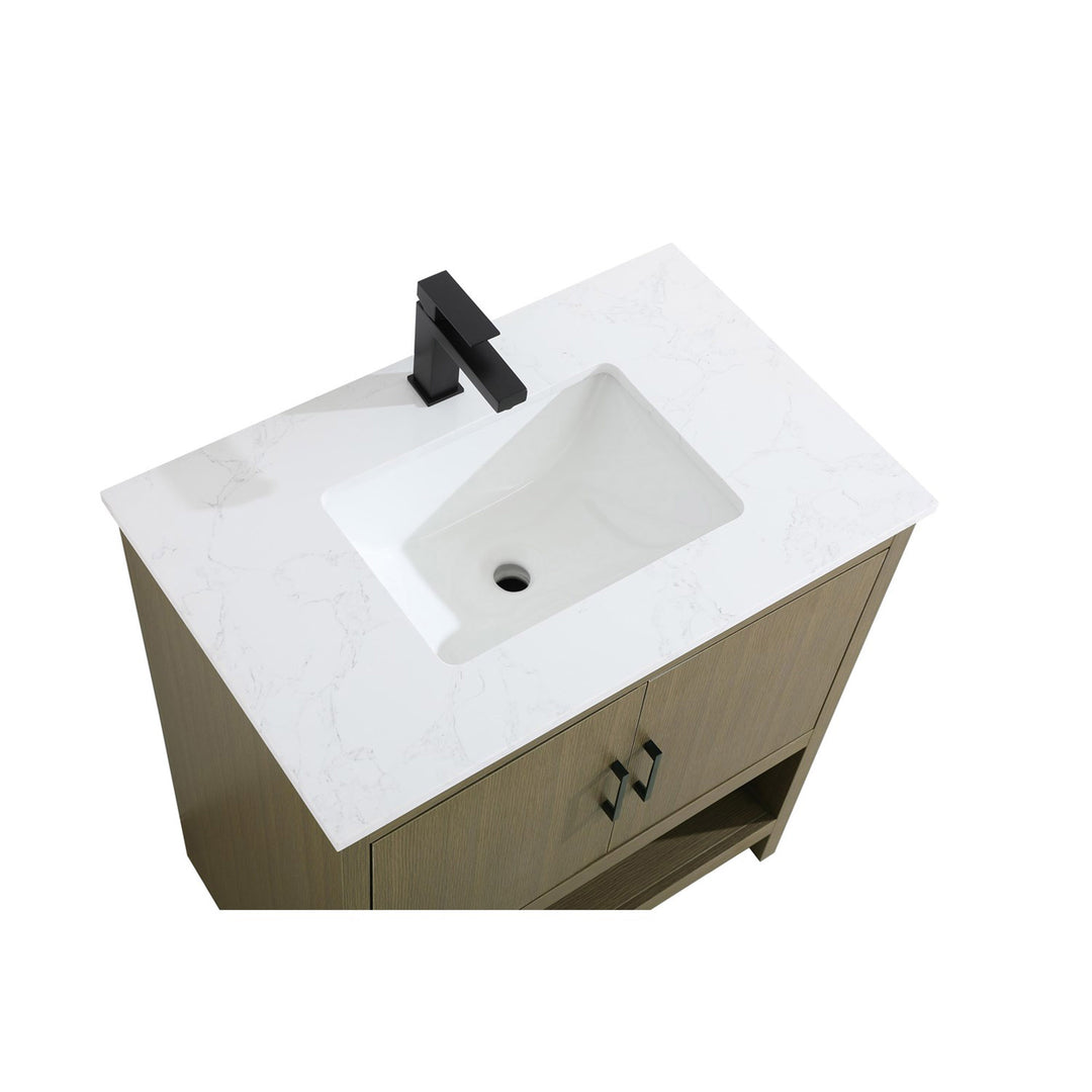 30 Inch Single Bathroom Vanity In Chestnut Brown - View 6 - Joshua Marshal