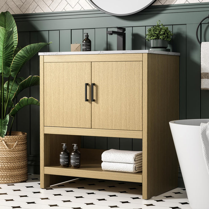 30 Inch Single Bathroom Vanity In Honey Brown Honey Brown Finish - KITCHEN & BATH by Joshua Marshal