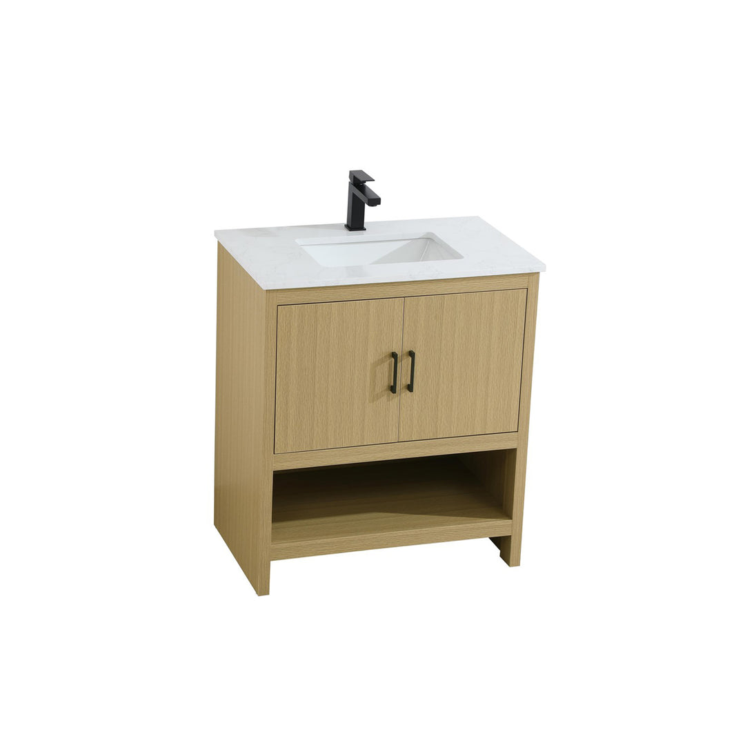 30 Inch Single Bathroom Vanity In Honey Brown - View 3 - Joshua Marshal