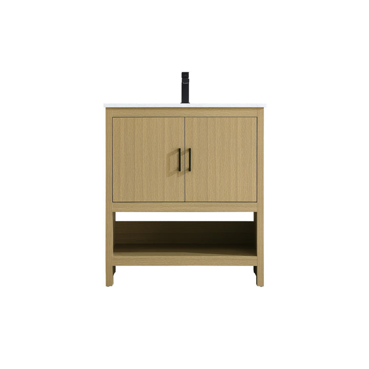 30 Inch Single Bathroom Vanity In Honey Brown - View 4 - Joshua Marshal