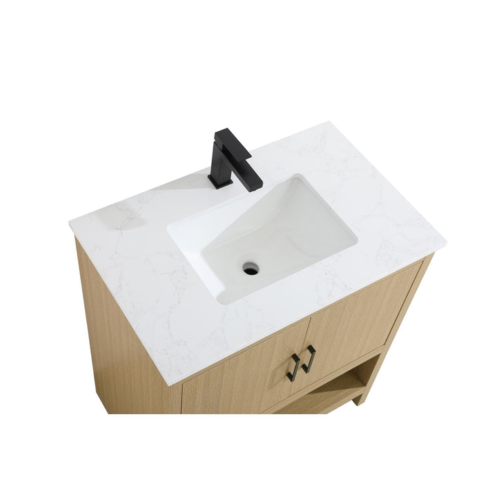 30 Inch Single Bathroom Vanity In Honey Brown - View 6 - Joshua Marshal