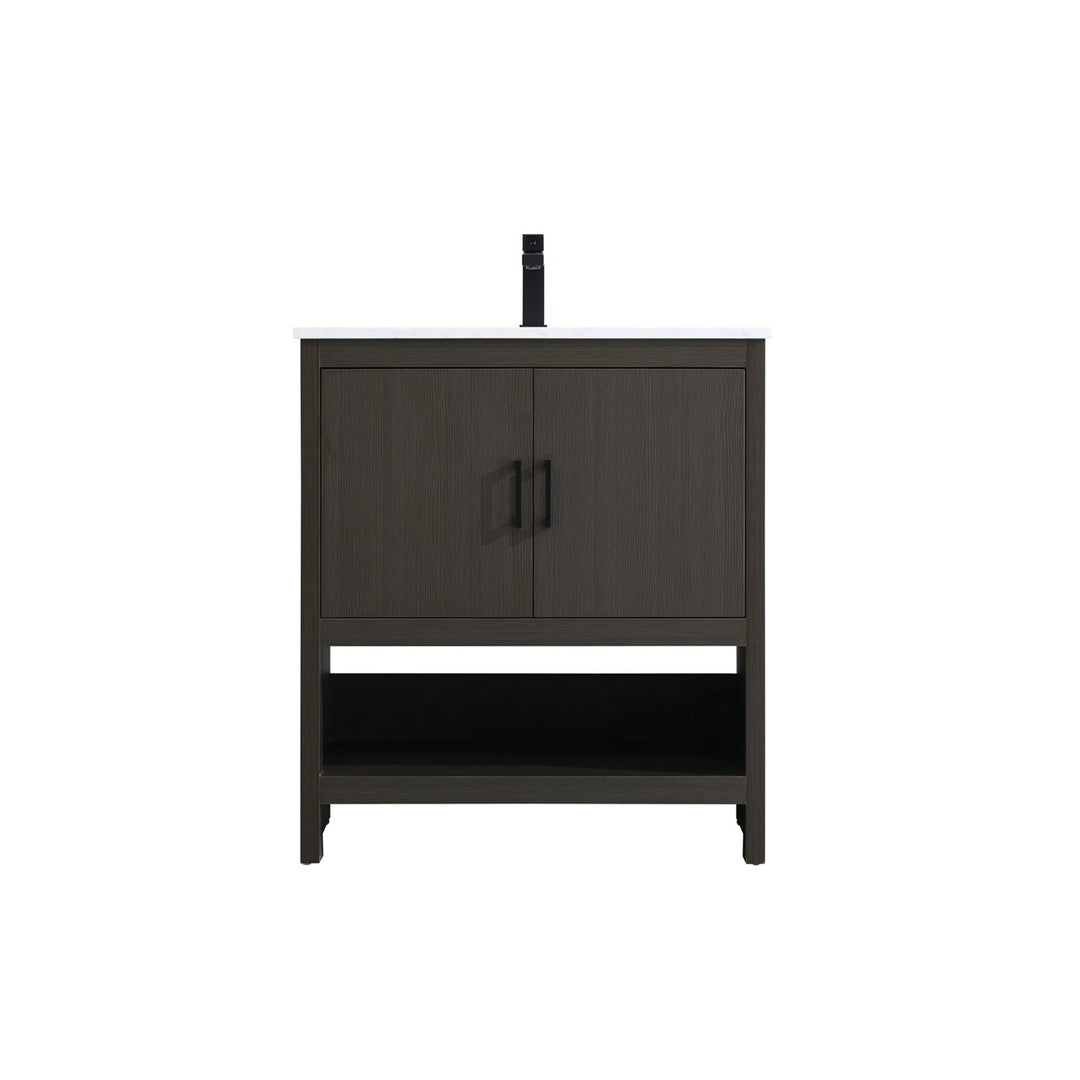 30 Inch Single Bathroom Vanity In Mocha Brown - View 3 - Joshua Marshal