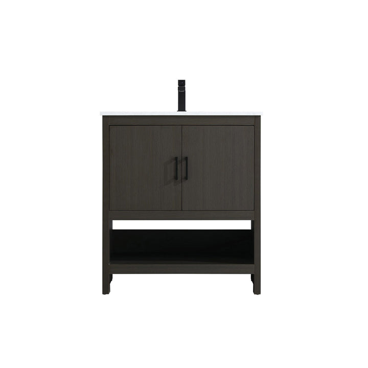 30 Inch Single Bathroom Vanity In Mocha Brown - View 3 - Joshua Marshal