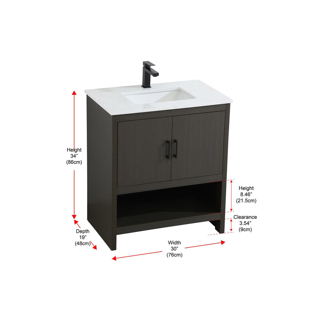 30 Inch Single Bathroom Vanity In Mocha Brown - View 4 - Joshua Marshal