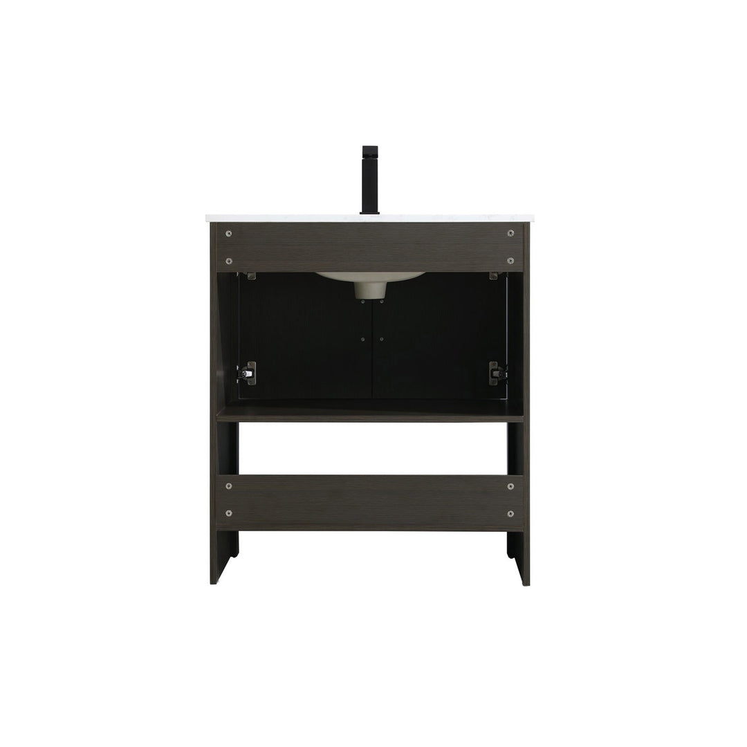 30 Inch Single Bathroom Vanity In Mocha Brown - View 5 - Joshua Marshal