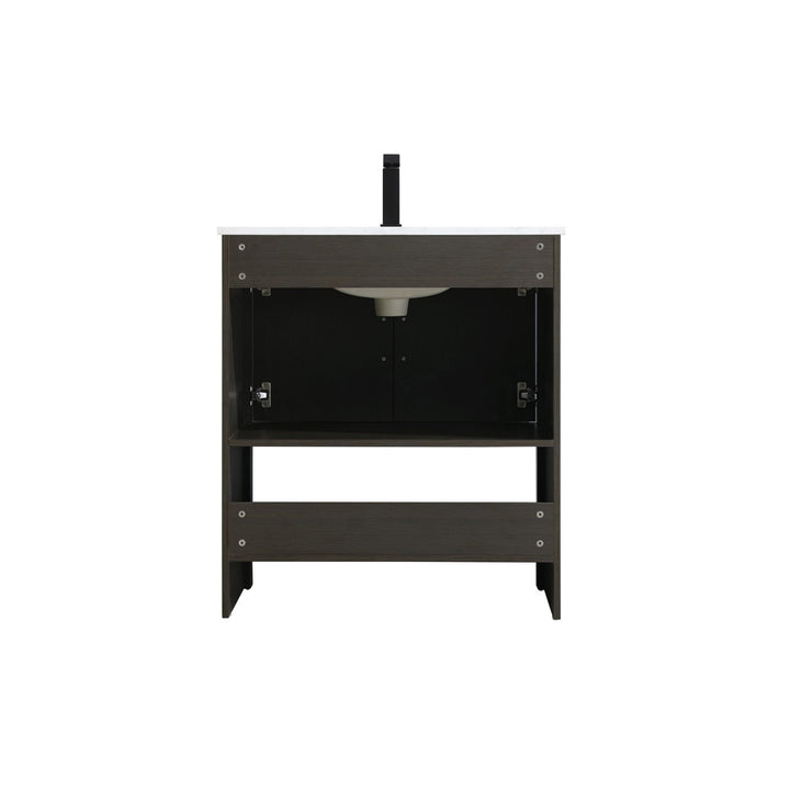30 Inch Single Bathroom Vanity In Mocha Brown - View 5 - Joshua Marshal