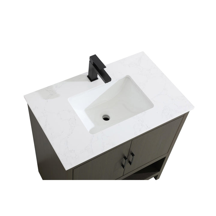 30 Inch Single Bathroom Vanity In Mocha Brown - View 6 - Joshua Marshal